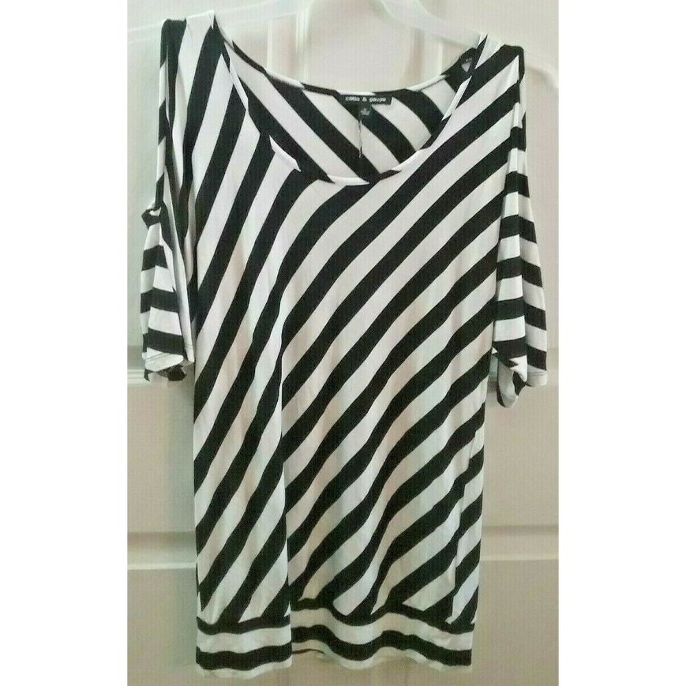 CABLE & GUAGE Scoop Neck Cold Shoulder Tunic M